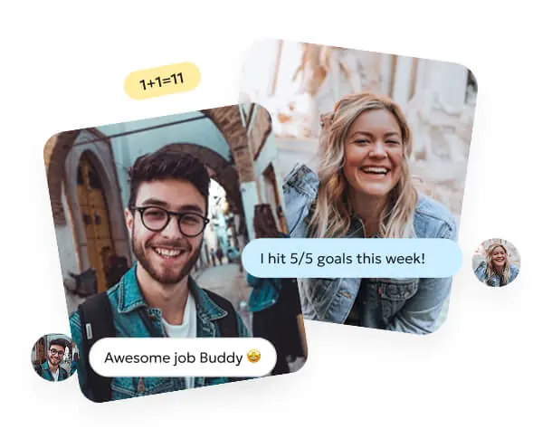 Two Buddies cheering each other on in the app