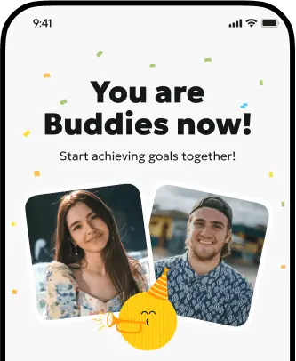 Buddyhub match screen: You are Buddies now!